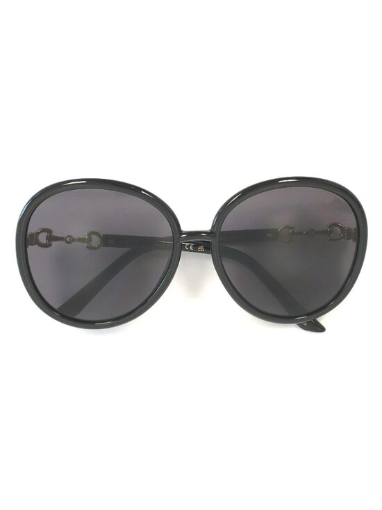 Gucci GG0889S 001 Womens 61mm Oversized Oval Round Sunglasses Black Grey - Italy main image 4
